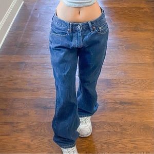 Levi’s 505 baggy y2k 00’s vintage straight wide leg high rise dark wash jeans 30